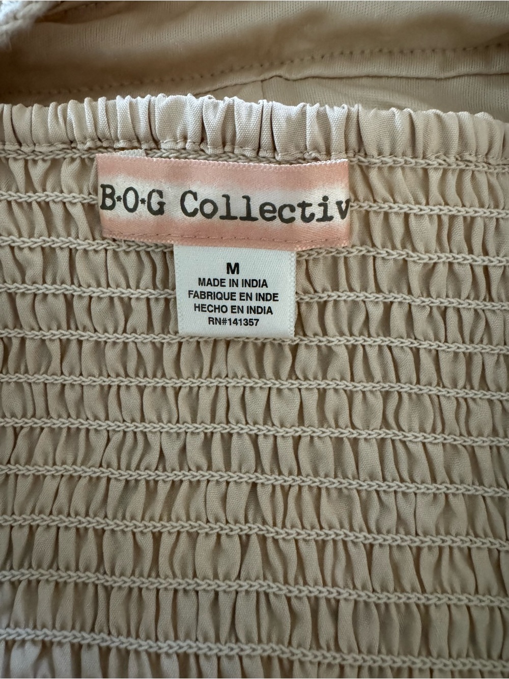 Boho Crochet Bralette Crop Top Beige Size M Festival Coastal BOG Collective EUC - Picture 5 of 8